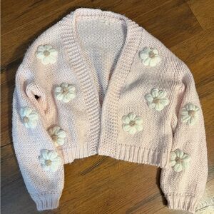 Tullabee Pink Floral Knit Sweater